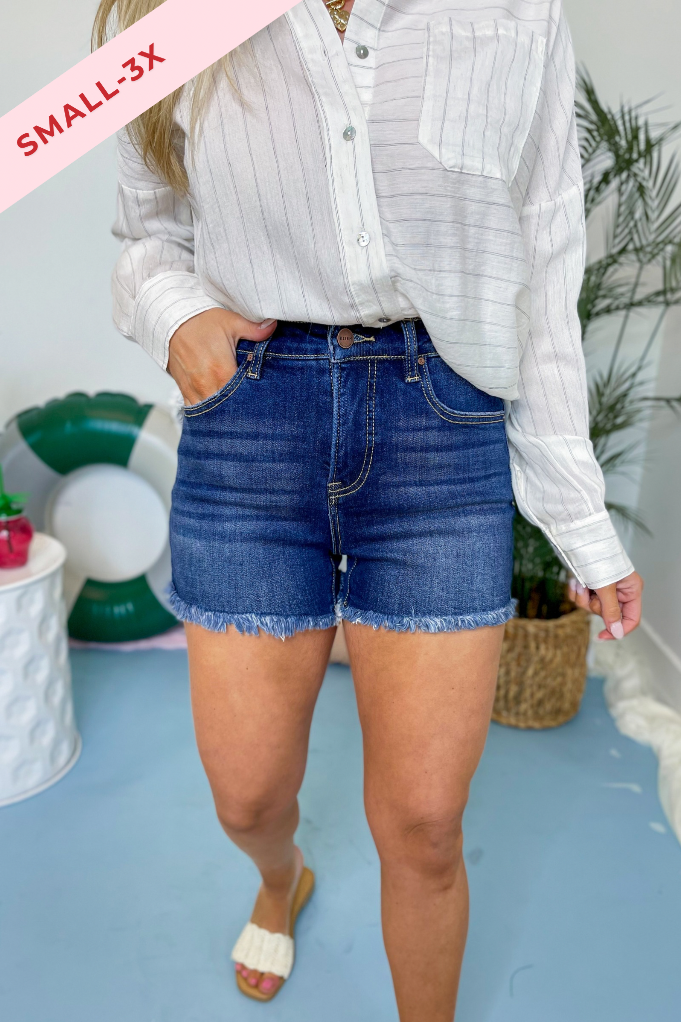Risen Stan Tummy Control HR Frayed Hem Short - Be You Boutique