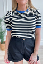 Beth Striped Peplum Sleeve Top - Be You Boutique
