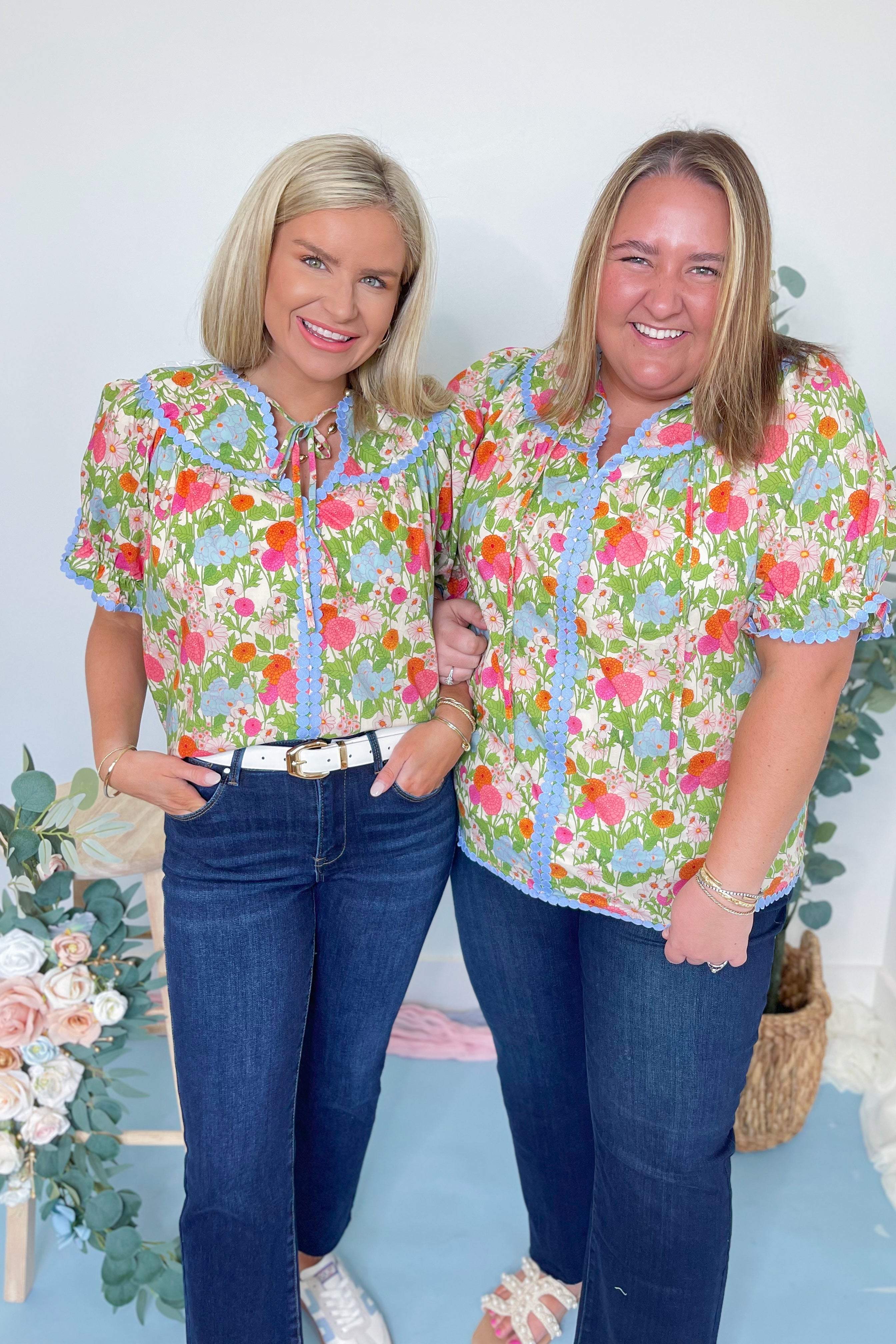 Kinlee Floral Medallion Puff Sleeve Top - Be You Boutique