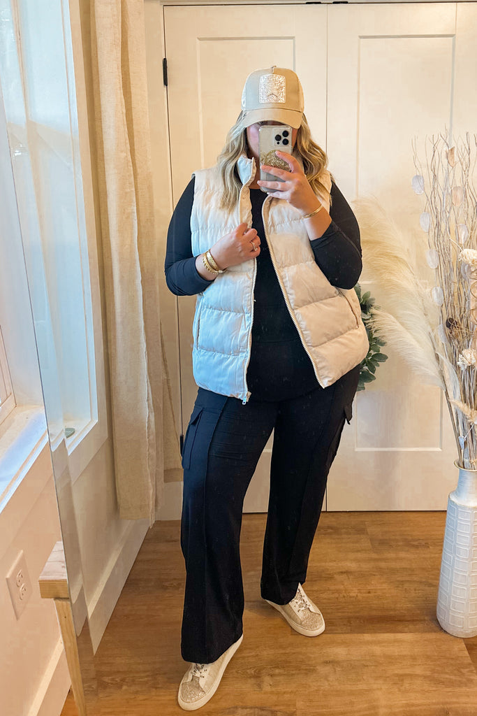 Benji Cropped Puffer Zip Up Vest with Pockets - Be You Boutique