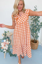 Joni Gingham Scalloped Ruffle Dress - Be You Boutique