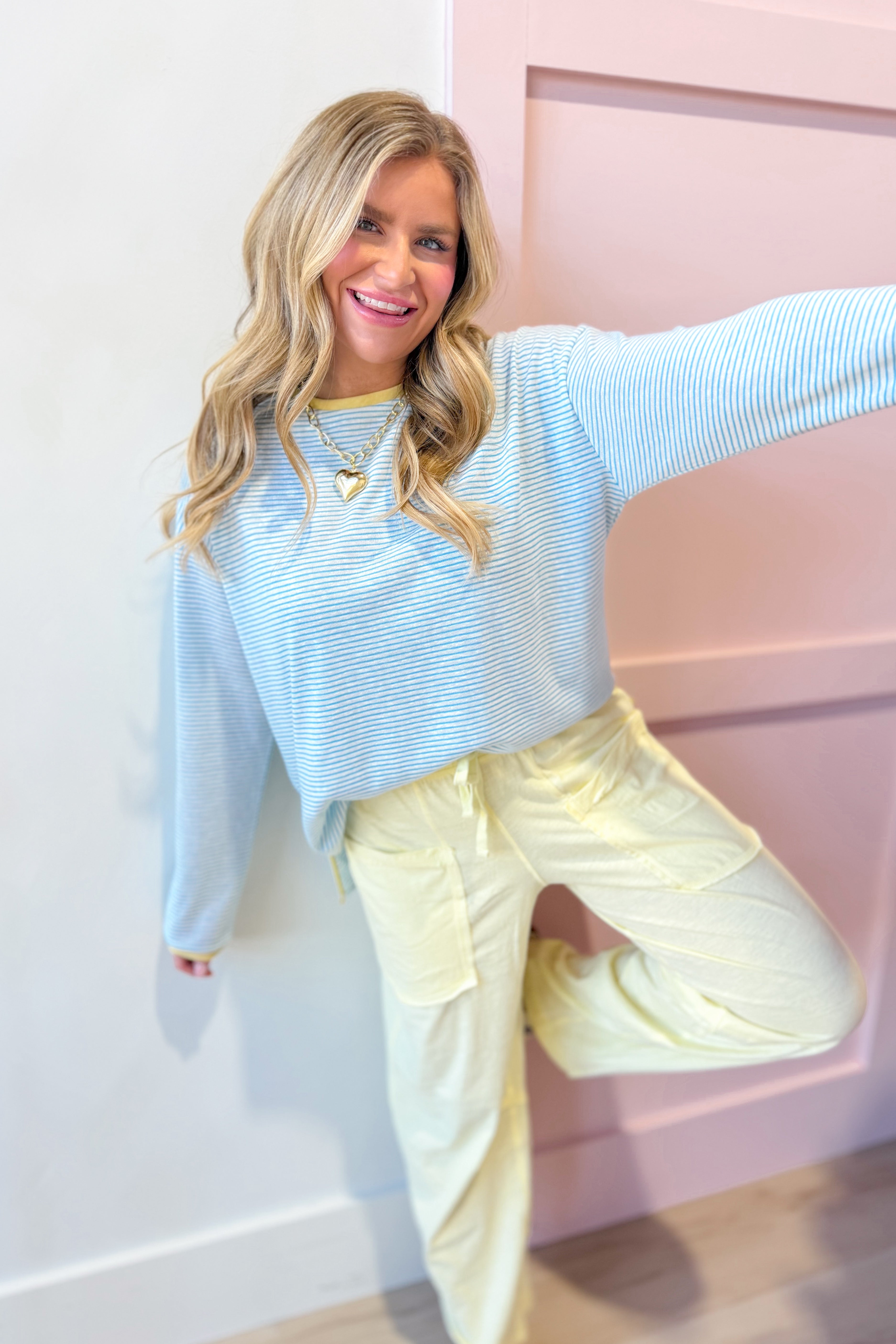 Olivia Striped Contrasted Trim Long Sleeve - Be You Boutique