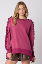 Lucy Mineral Washed Corduroy Ruffle Detail Sweatshirt - Be You Boutique