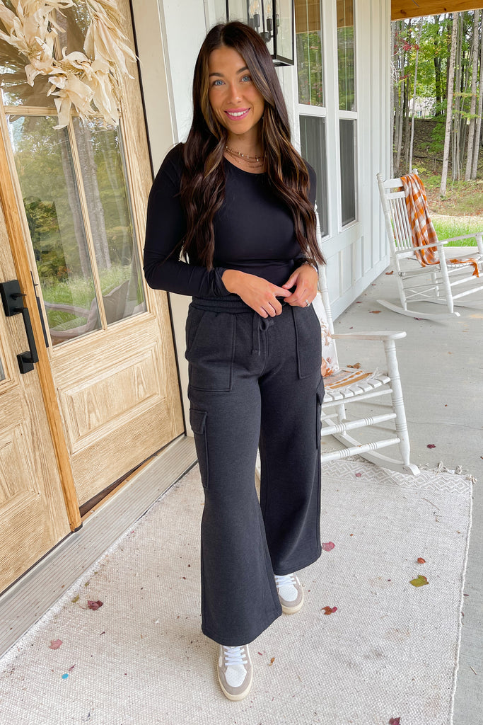 Risen Cozy Comfy High Rise Cargo Pocket Wide Leg Pants - Be You Boutique