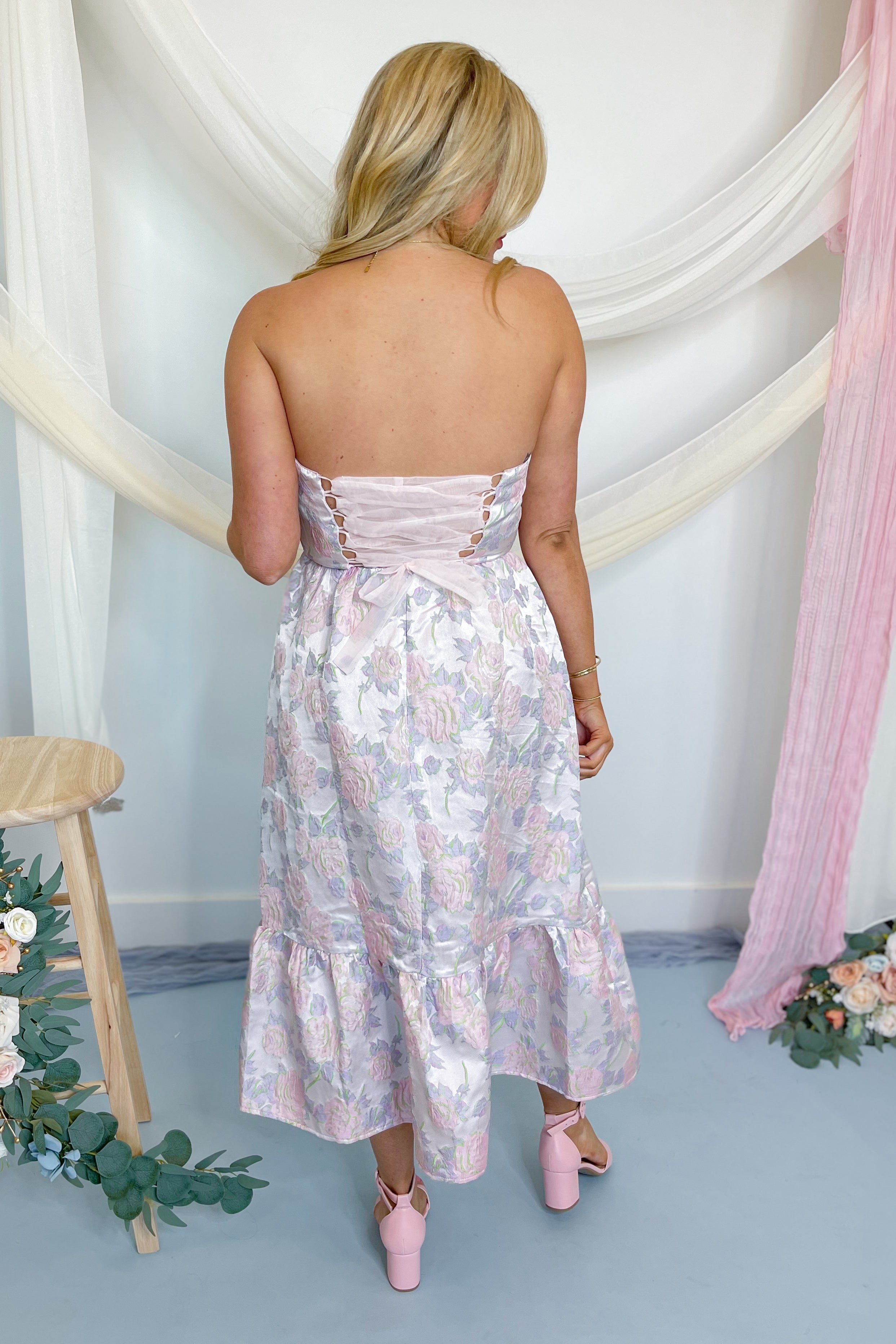 Lily Tube Long Chiffon Lace Up Dress - Be You Boutique