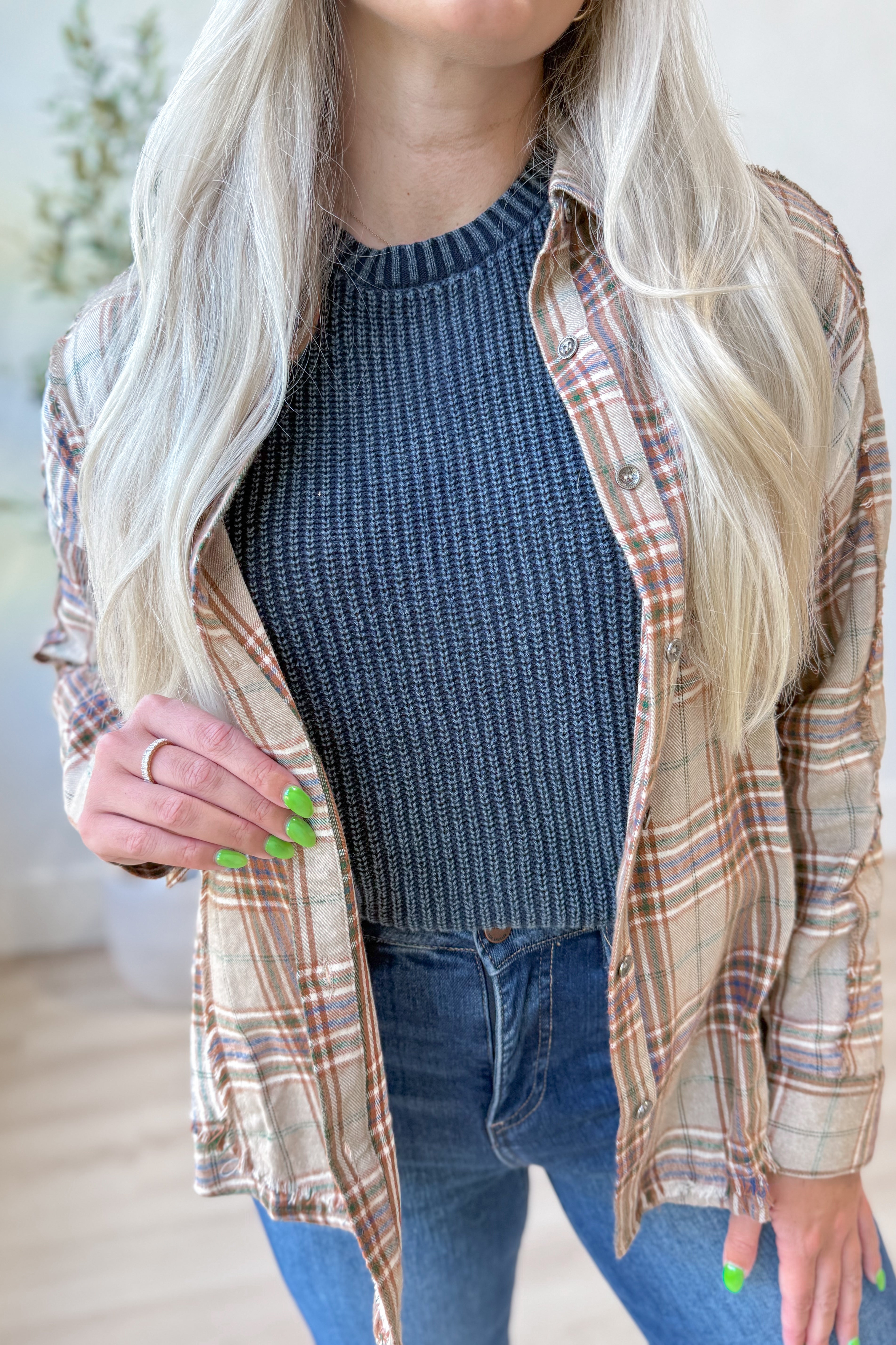 Simpson Plaid Button Down Flannel - Be You Boutique