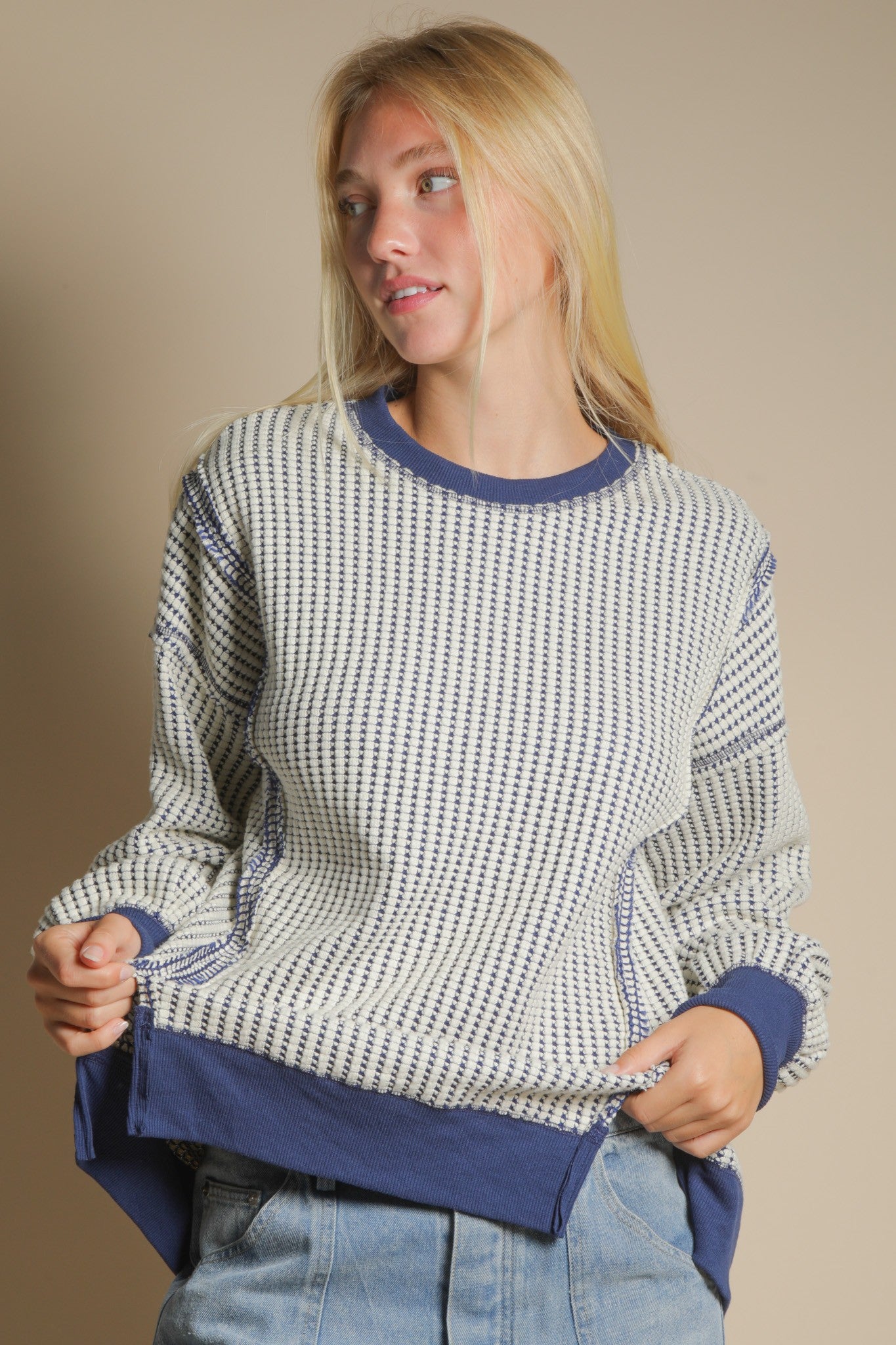 Natalia Oversized Waffle Knit Pullover - Be You Boutique