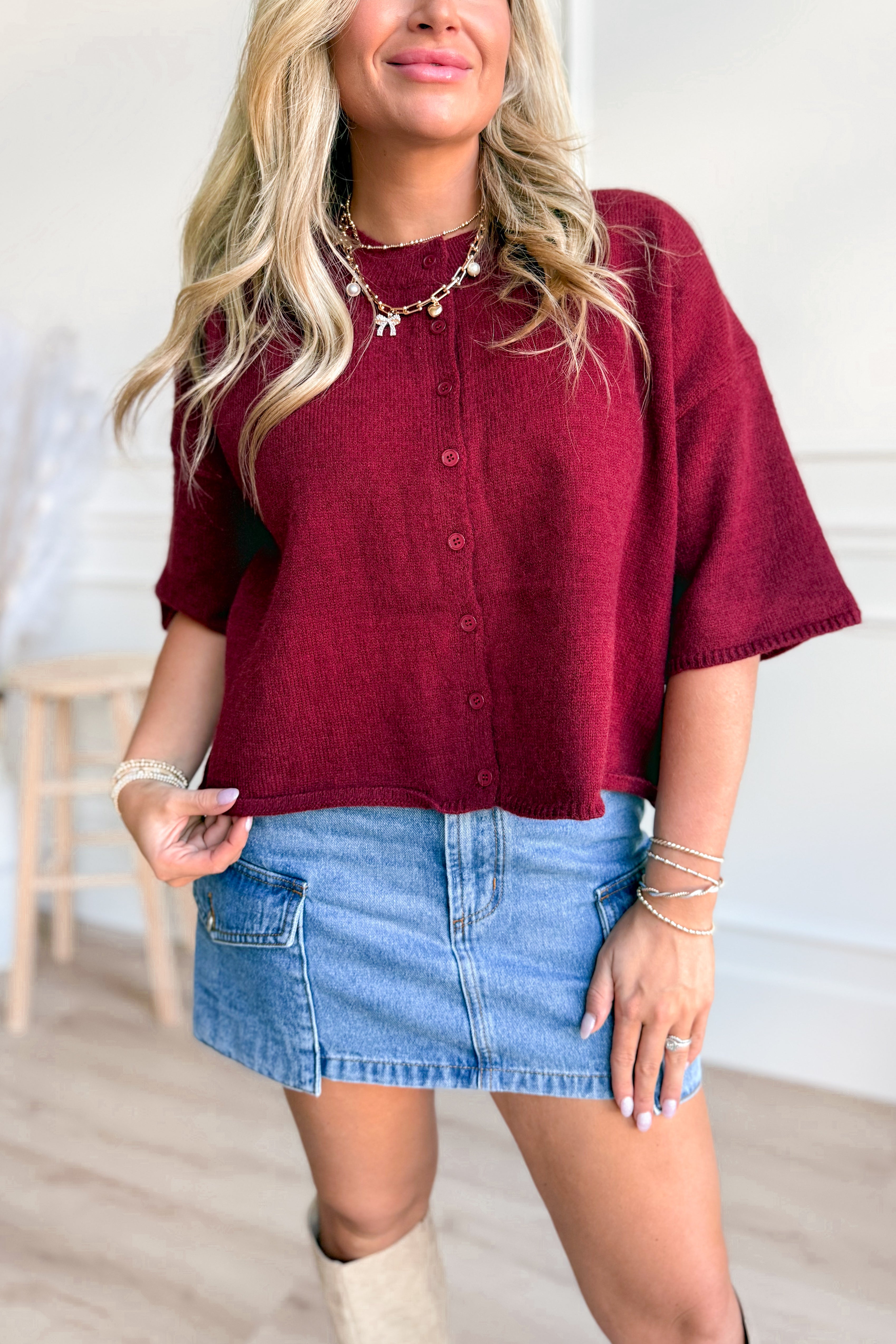 Vanessa Short Sleeve Sweater Top - Be You Boutique