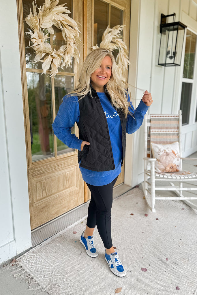 Ethan Sleeveless Quilted Zip Front Vest with Side Slits and Pockets - Be You Boutique