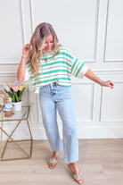 Callie Striped Half Sleeve Knitted Top - Be You Boutique