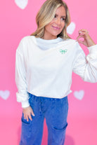 Lulu Front Bow Embroidered Lucky Clover Sweatshirt - Be You Boutique