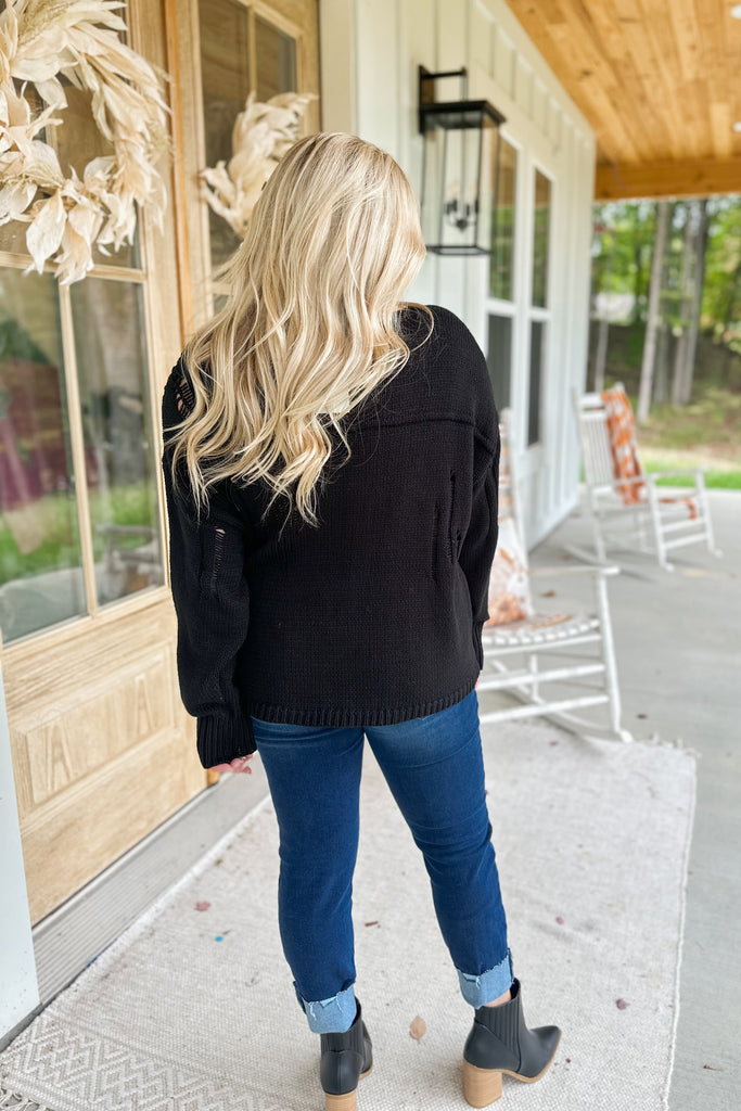 Ayden Distressed Loose Fit Long Sleeve Top - Be You Boutique