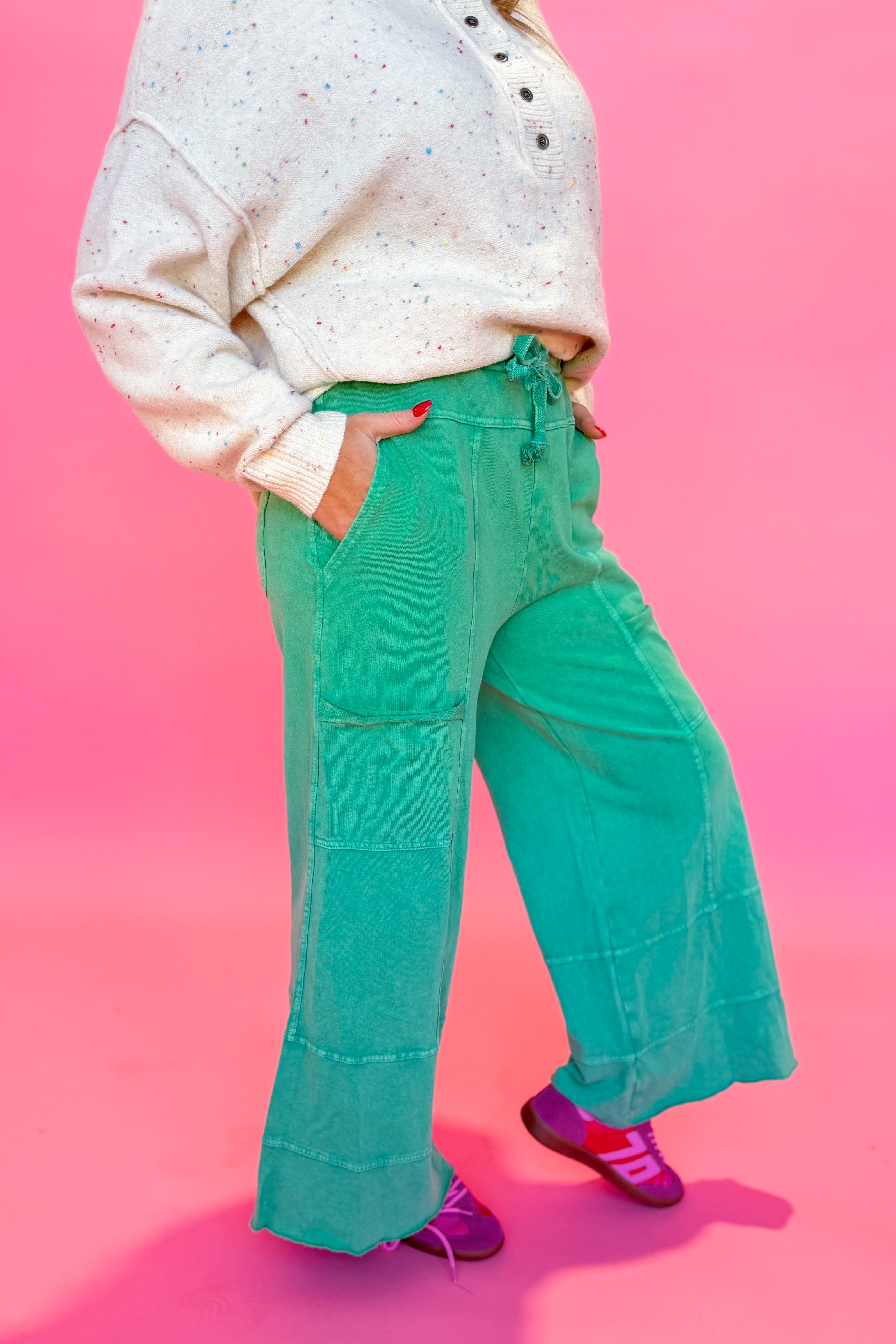 Bradley Mineral Washed Terry Knit Wide Leg Pants [S~3X] - Be You Boutique