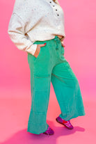 Bradley Mineral Washed Terry Knit Wide Leg Pants [S~3X] - Be You Boutique