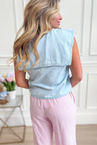 Lola Sailor Collar Denim Top - Be You Boutique
