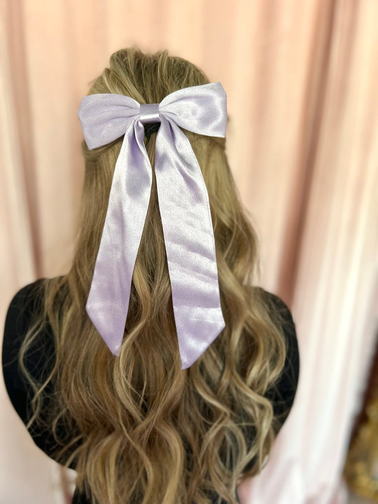 Brea Long Satin Hair Bow Barrette Clip (Multi) - Be You Boutique