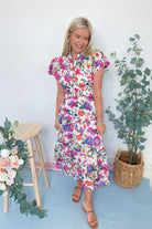 Leilah Floral Ruffle Neck Dress - Be You Boutique