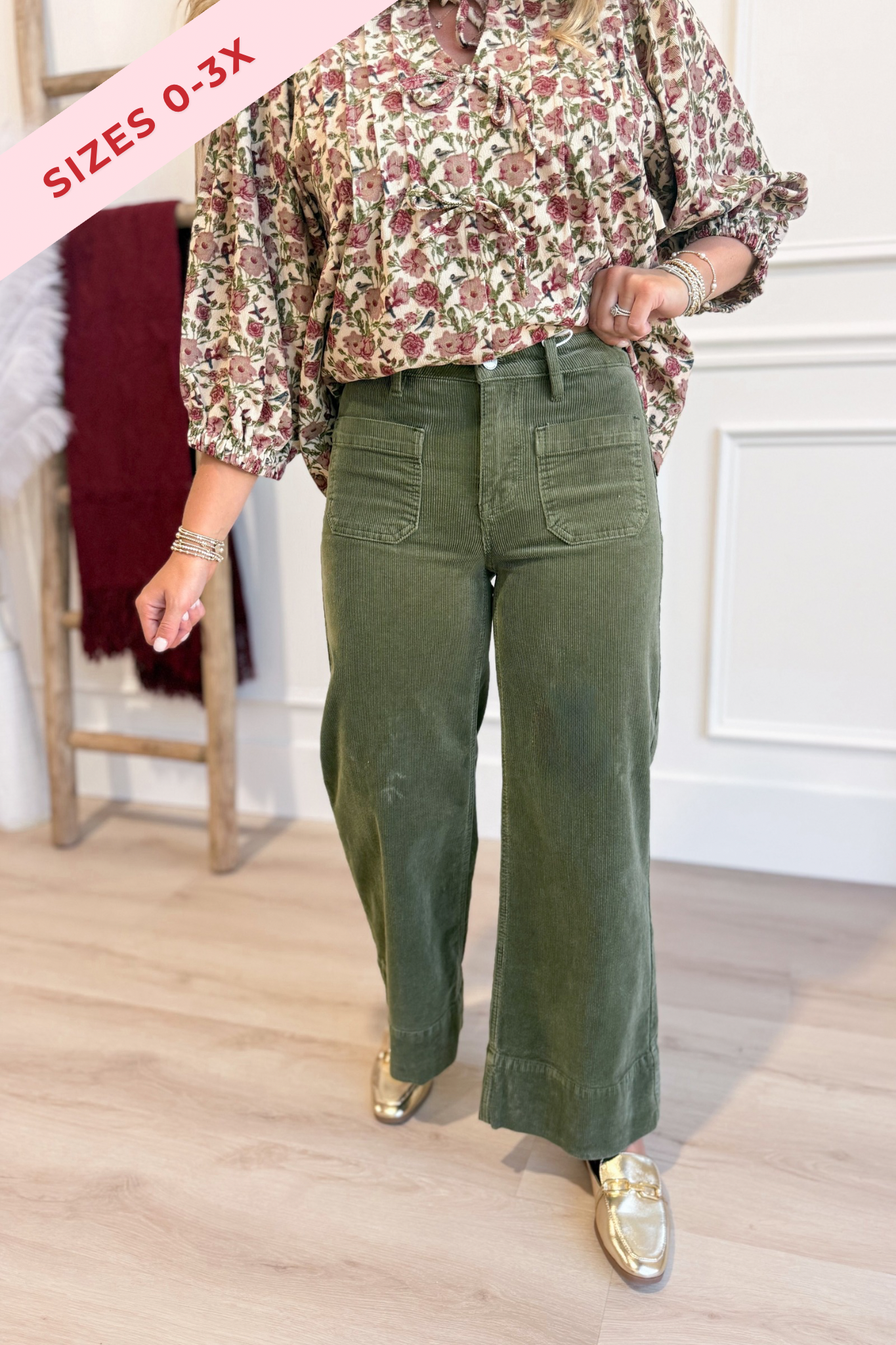 Risen Chris High Rise Crop Wide Patch Pocket Corduroy Pant - Be You Boutique