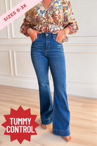 Risen Linus High Rise Tummy Control Flare Jeans [0-3X] - Be You Boutique