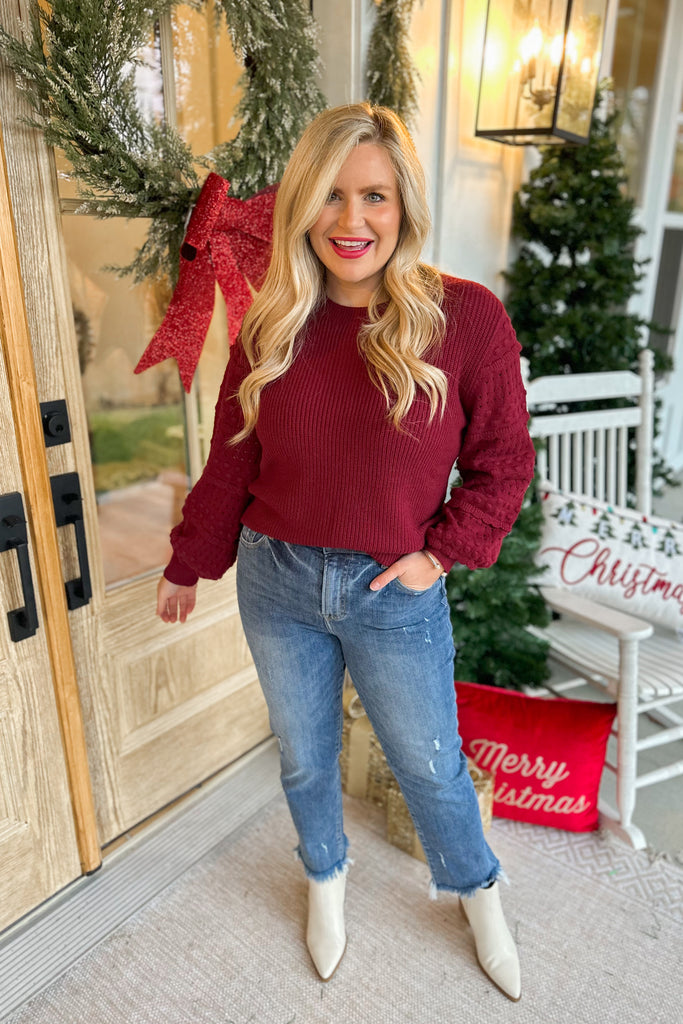 Ruth Textured Ruffle Detail Long Sleeve Sweater - Be You Boutique