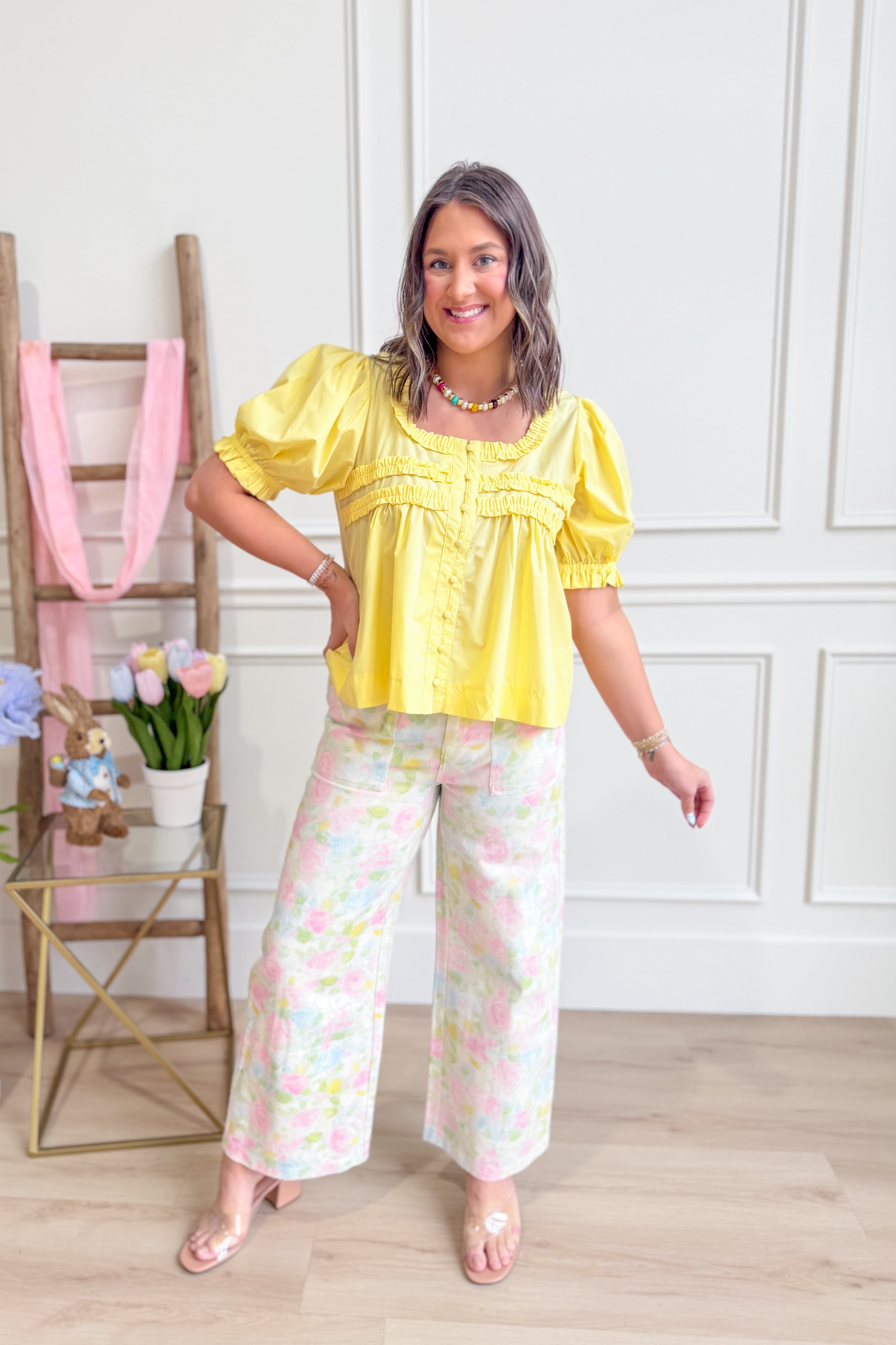 Holly Puff Sleeve Frilly Top - Be You Boutique