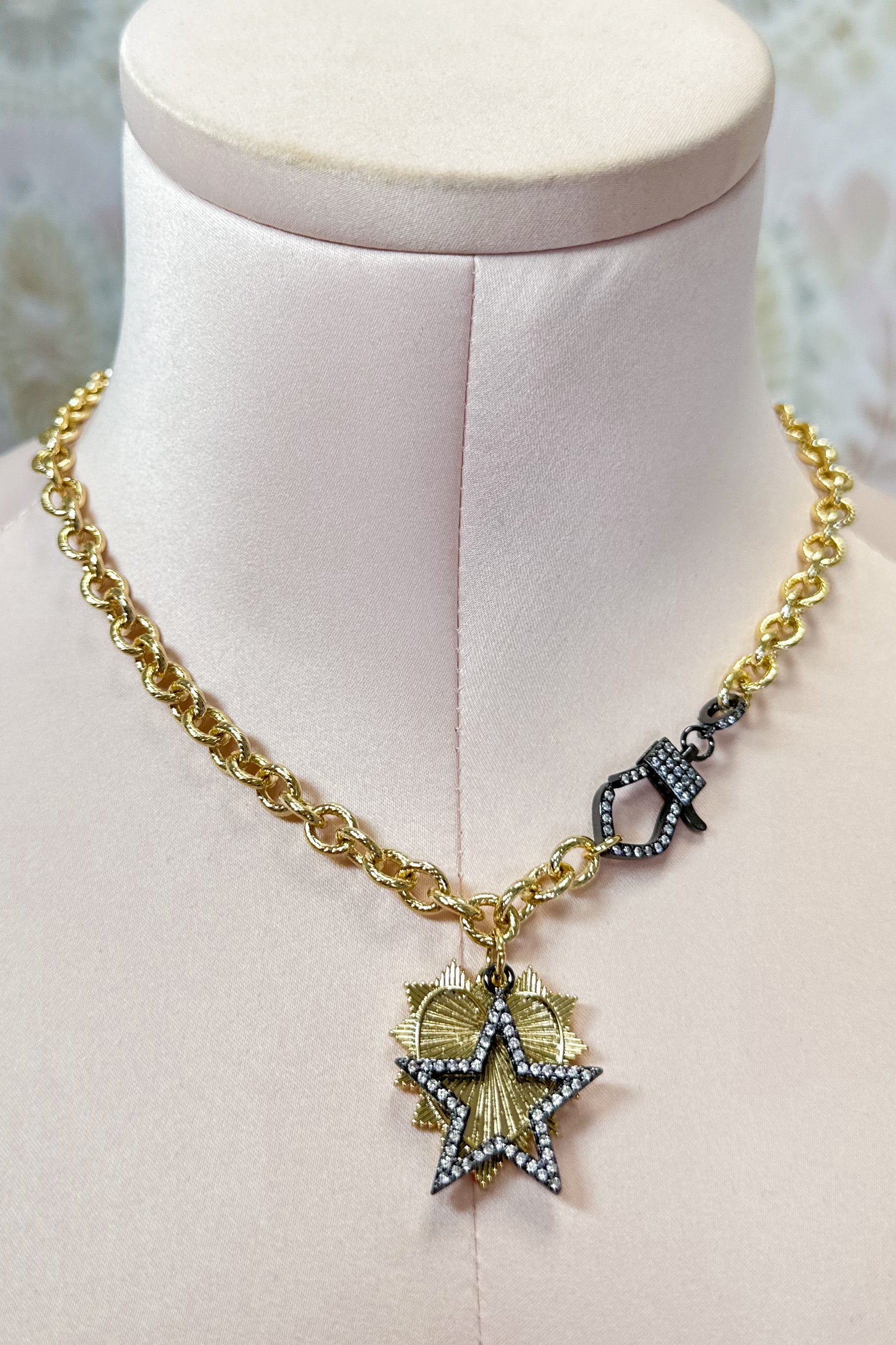 Treasure Jewels Star Heart Two Tone Necklace - Be You Boutique