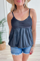 Cole Sleeveless Bubble Hem Crochet Top - Be You Boutique