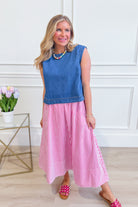 HYFVE Savvy Denim Sleeveless Top from 116 Basic Tops, featuring a stylish sleeveless design and classic denim fabric.