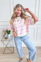 Callie Striped Half Sleeve Knitted Top - Be You Boutique