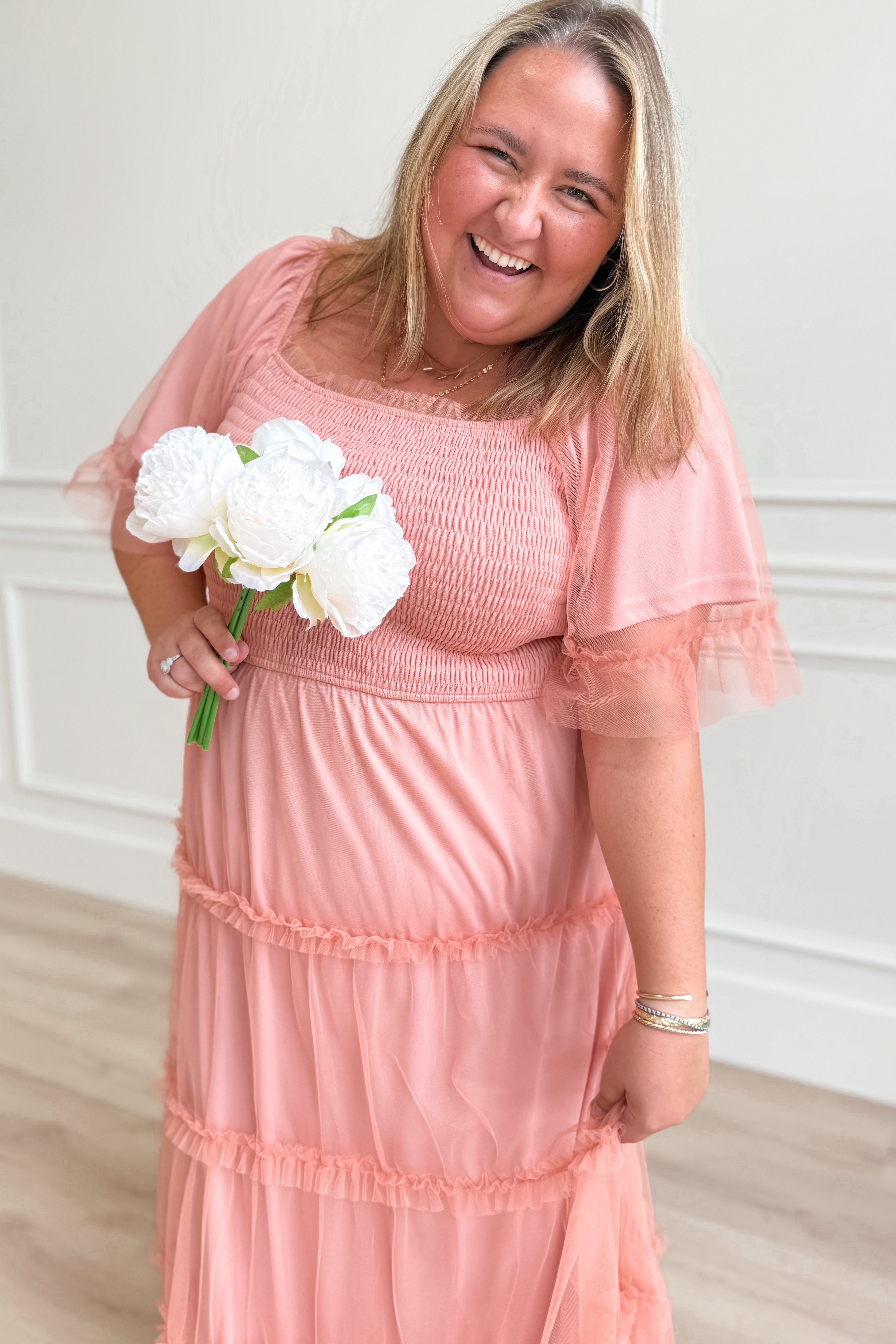 Shallow Mesh Sleeve Midi Dress - Be You Boutique