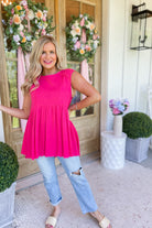 Barrett Round Neck Linen Sleeveless Frayed Tunic Top - Be You Boutique