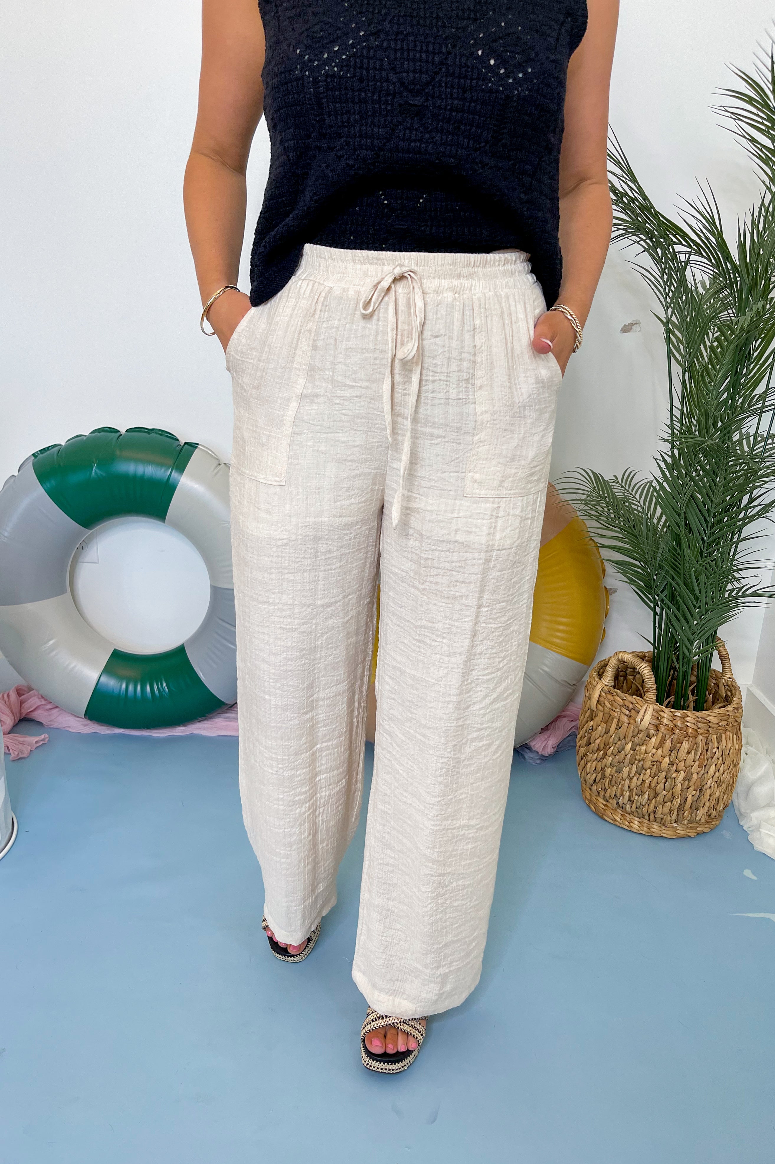 Mallory Linen Drawstring Pant - Be You Boutique