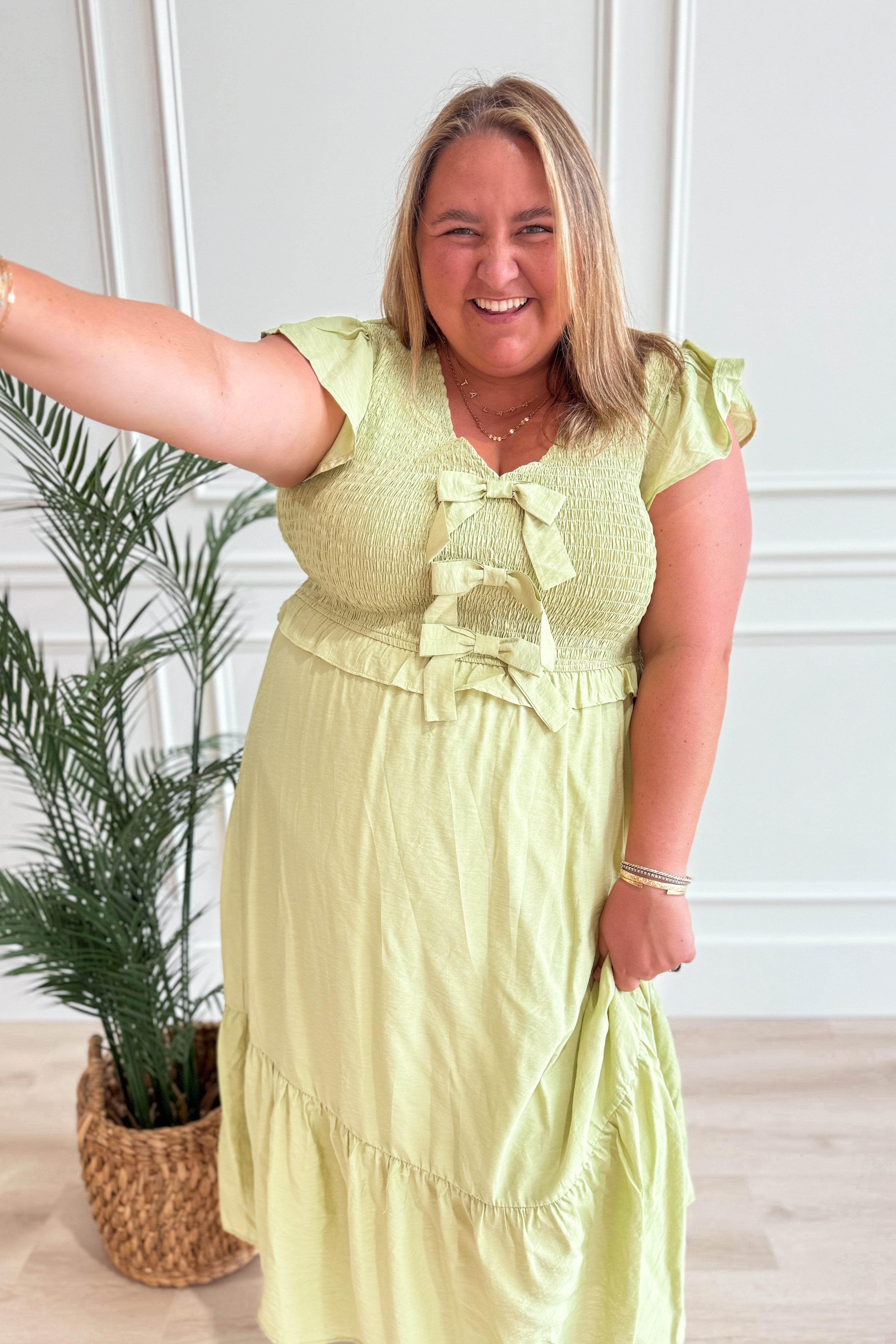 Nicole Front Bow Detail Midi Dress - Be You Boutique