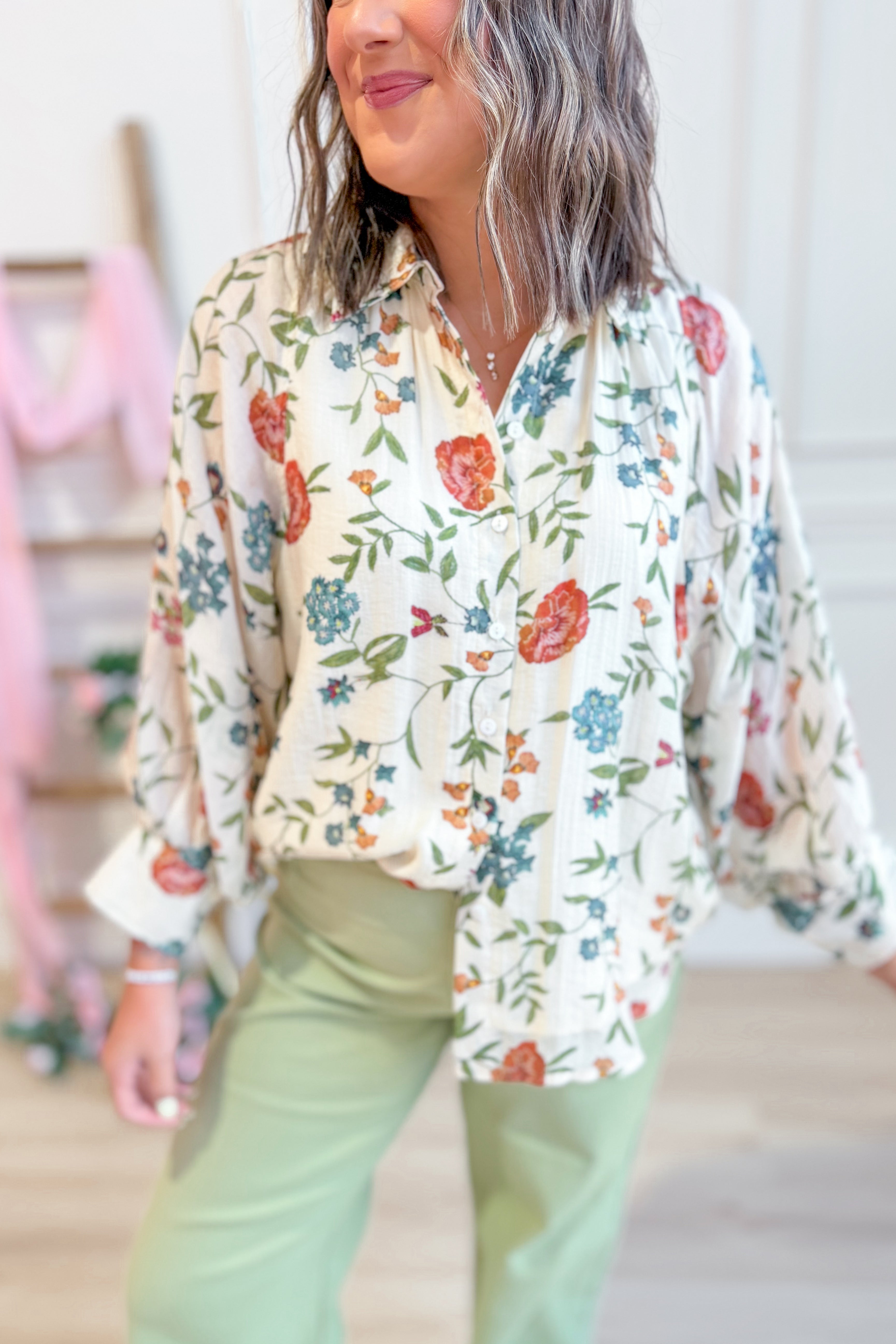 Katy Floral Button Closure Top - Be You Boutique