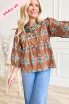 Charlene Mixed Floral Tie Neck Top - Be You Boutique