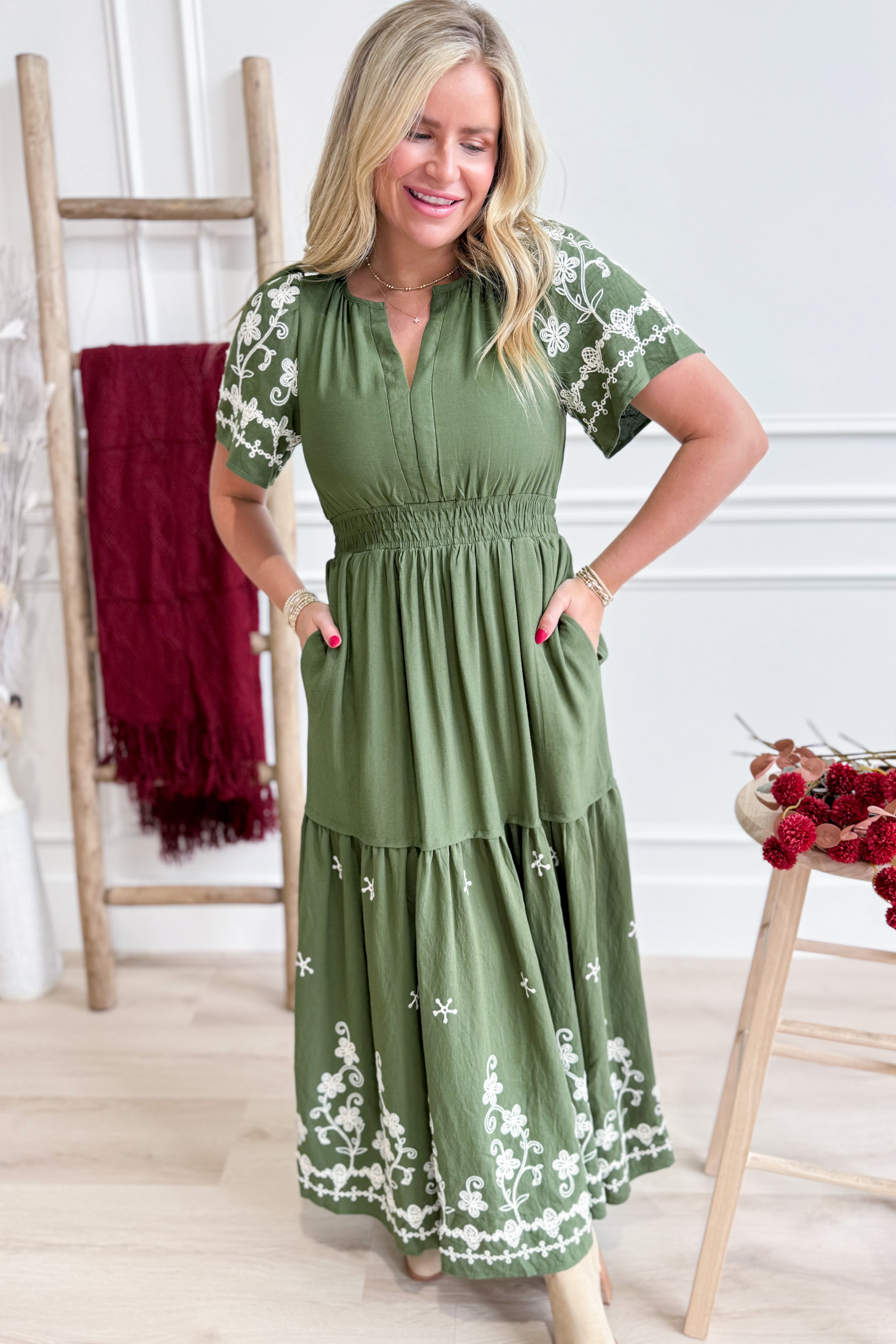 Reagan Embroidery Short Sleeve Dress - Be You Boutique