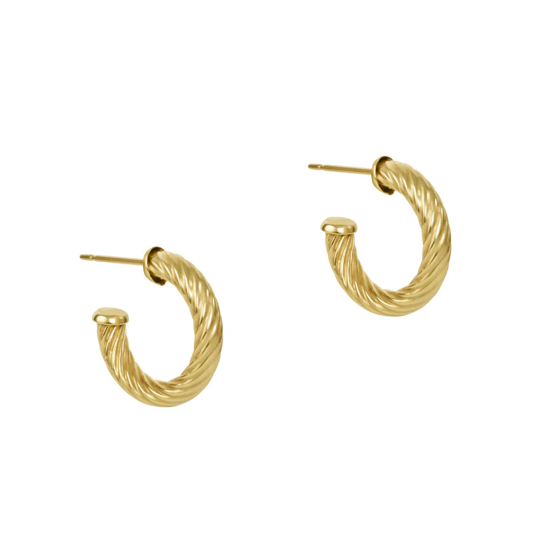 Enewton .5” Textured Twisted Gold Post Hoop - Be You Boutique