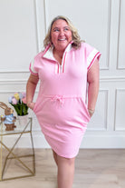 Kristi Solid Trim Cinched Waist Dress - Be You Boutique