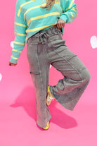 Bradley Mineral Washed Terry Knit Wide Leg Pants [S~3X] - Be You Boutique