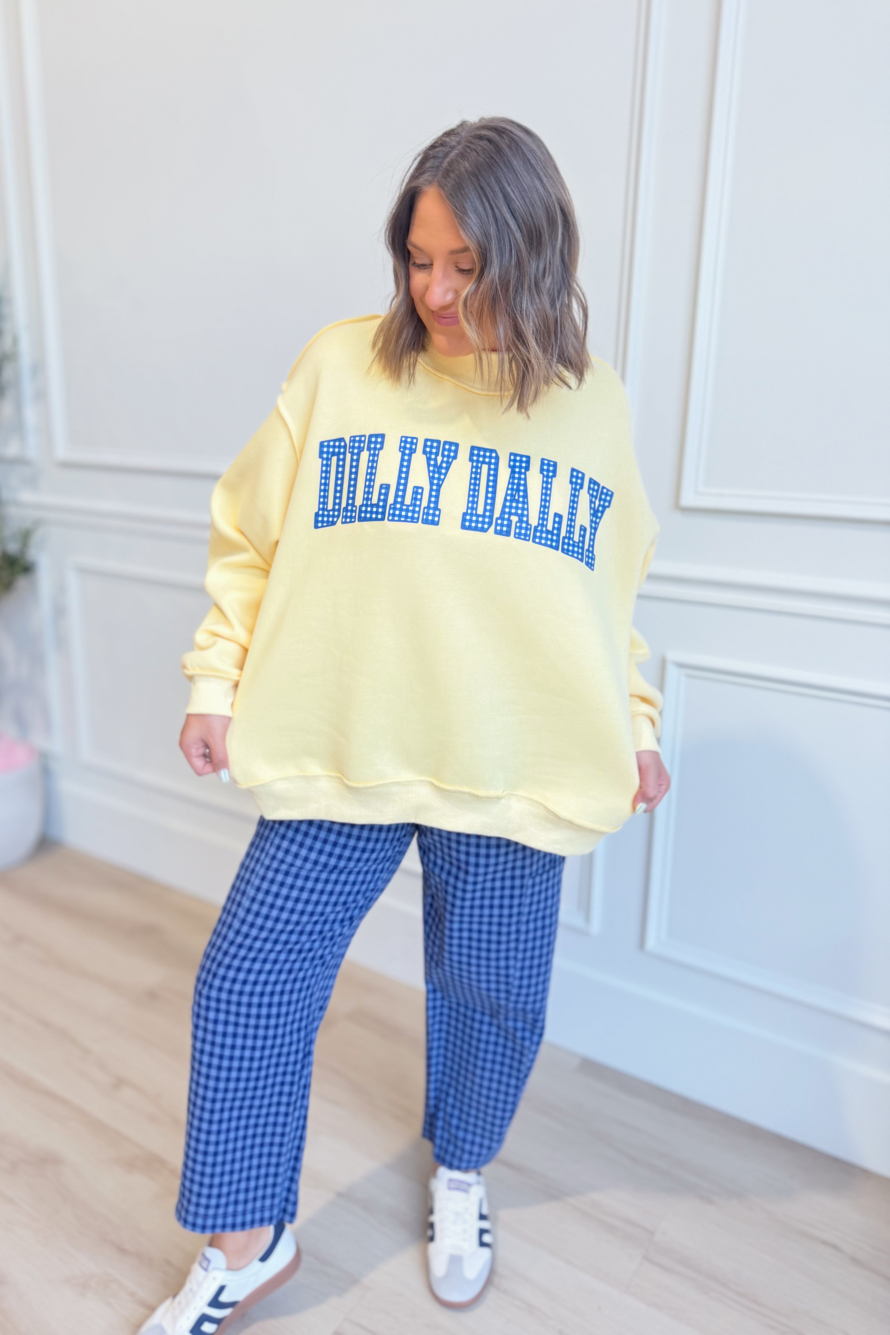 Reversible mock neck sweatshirt from BUCKET LIST's Lolly Gag Dilly Dally 137 Graphic Sweatshirts collection, featuring playful graphic design.