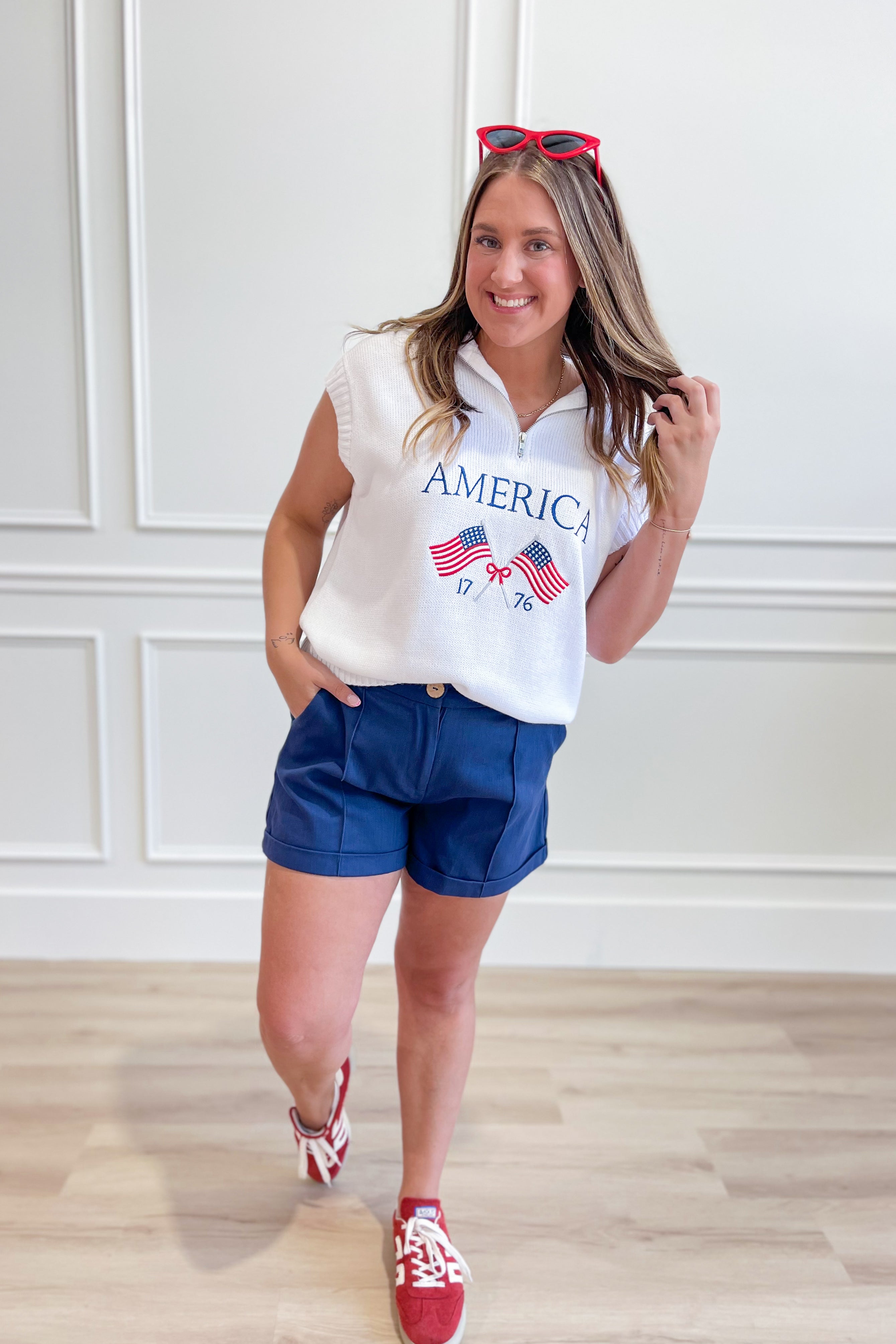 Thomas American Embroidered Half Zip Pullover - Be You Boutique