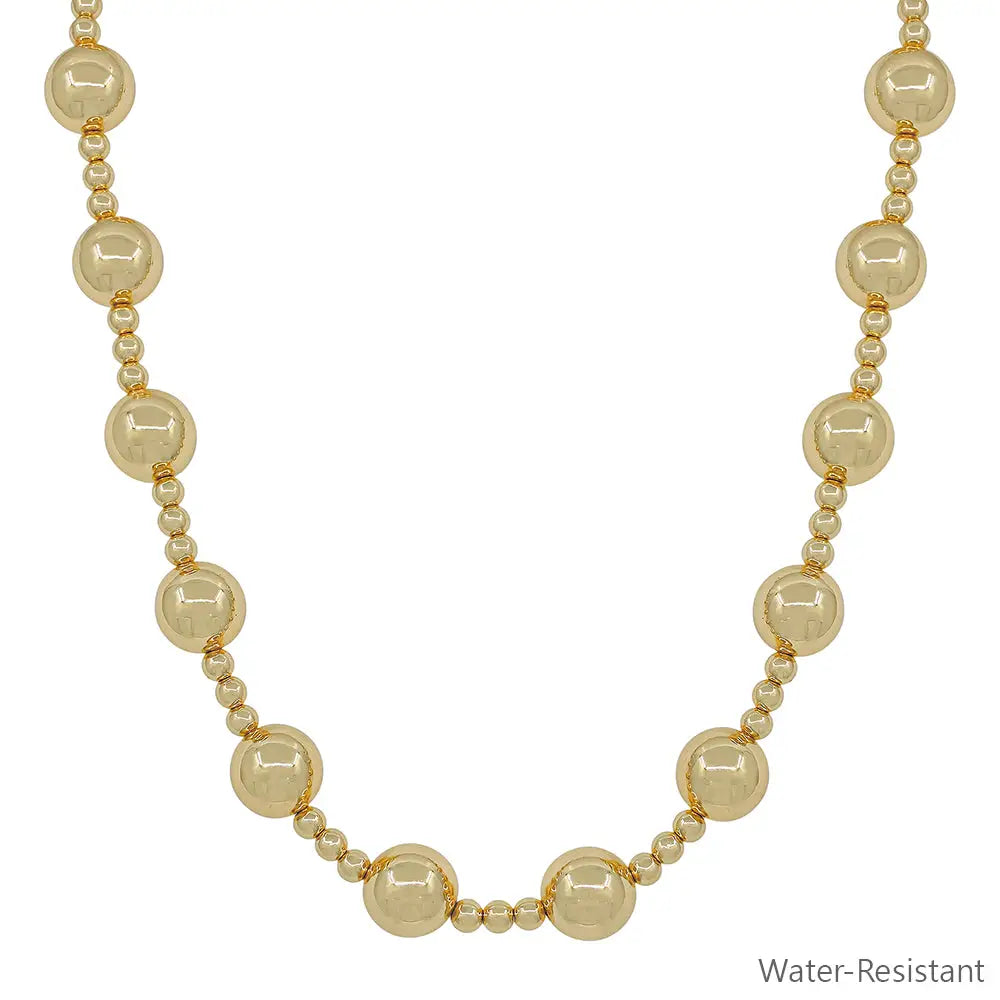 Large Gold Beaded 14mm Ball w/ 5mm Beaded Chain - Be You Boutique