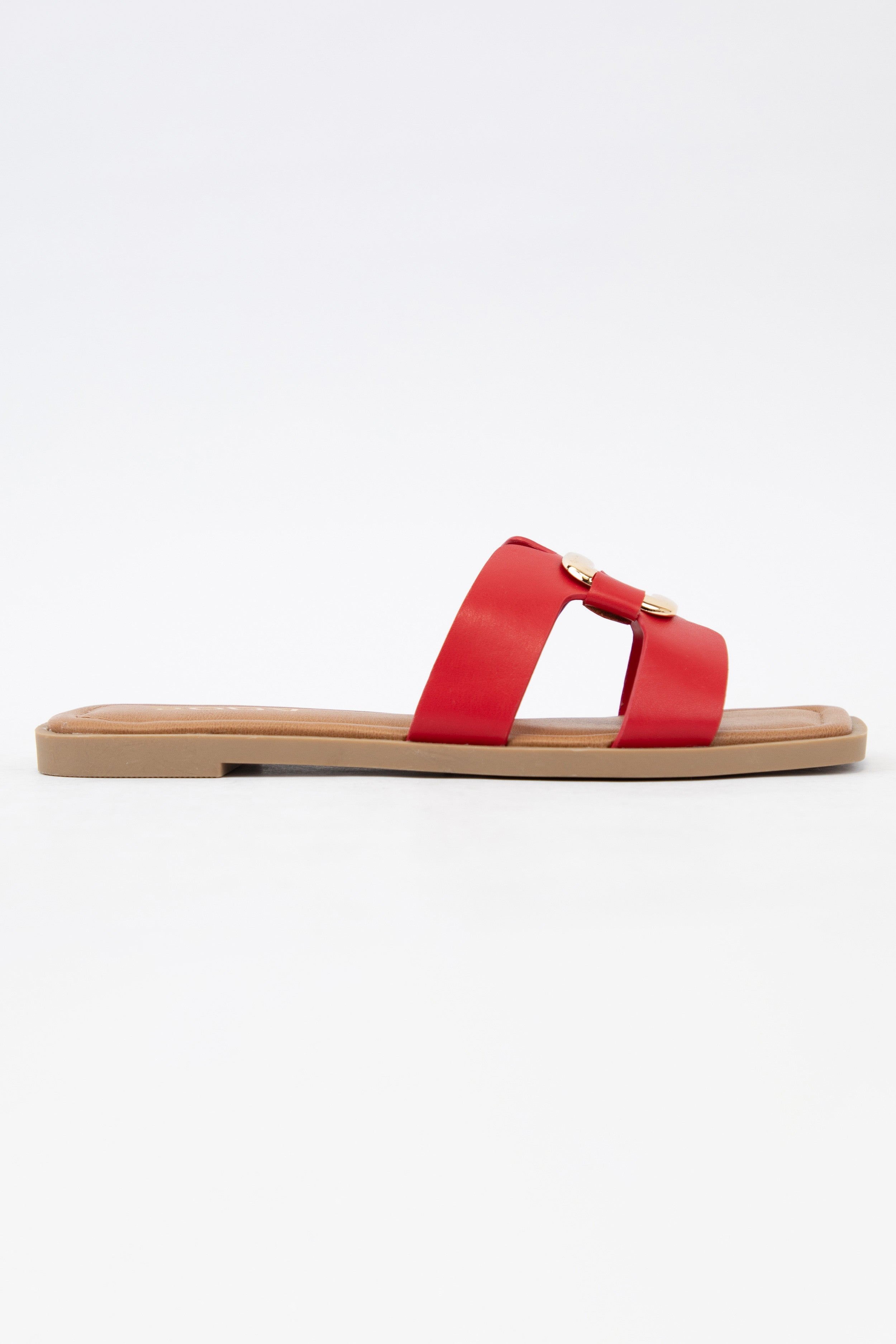 Soda Feng Trendy Rectangular Golden Hardware Sandals - Be You Boutique