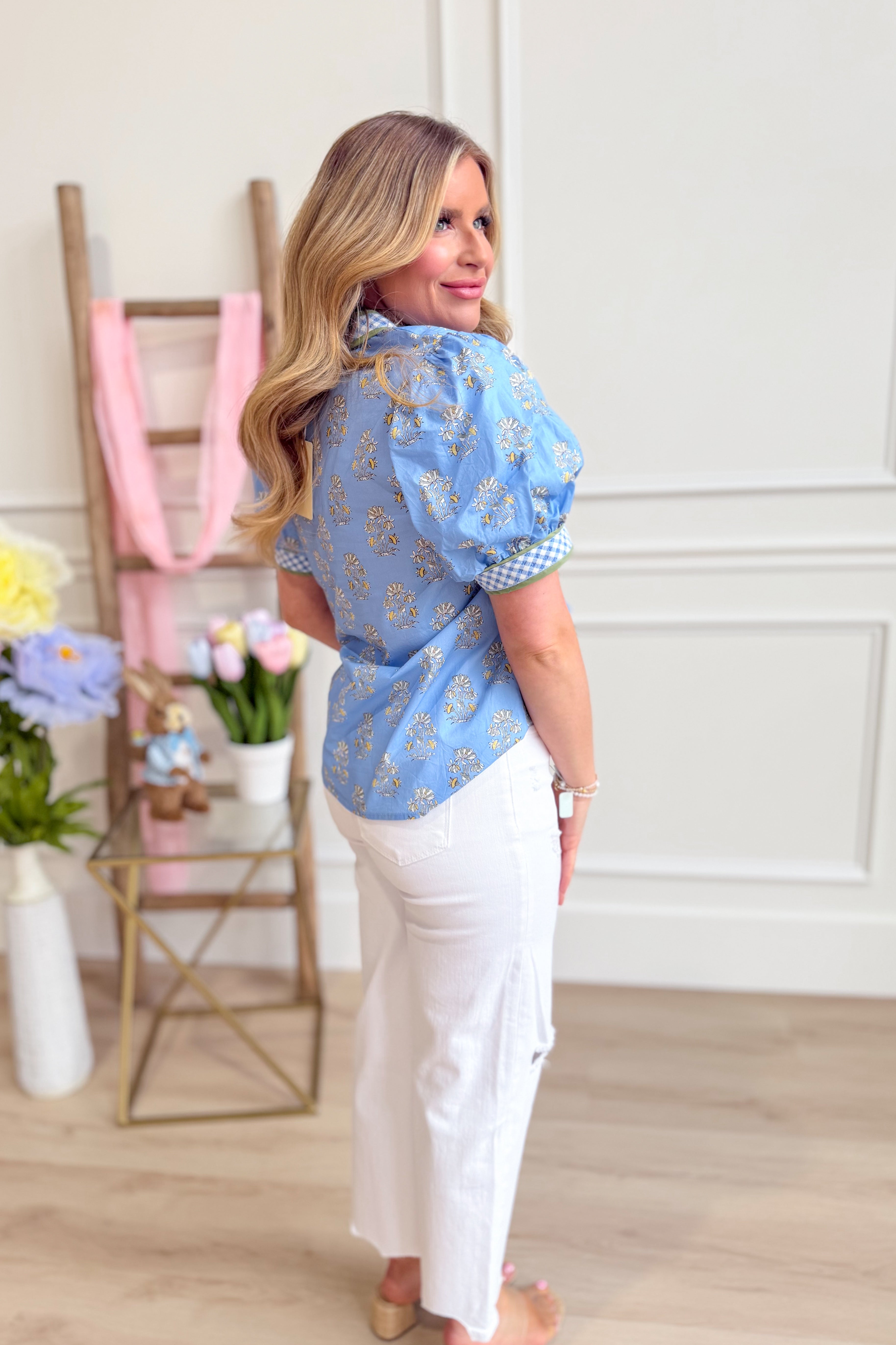 Connie Floral Printed Button Down Top - Be You Boutique