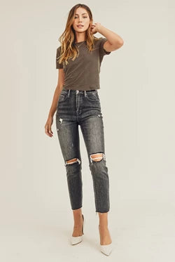 Risen McKenzie High Rise Distressed Relax Fit Skinny Jeans - Be You Boutique