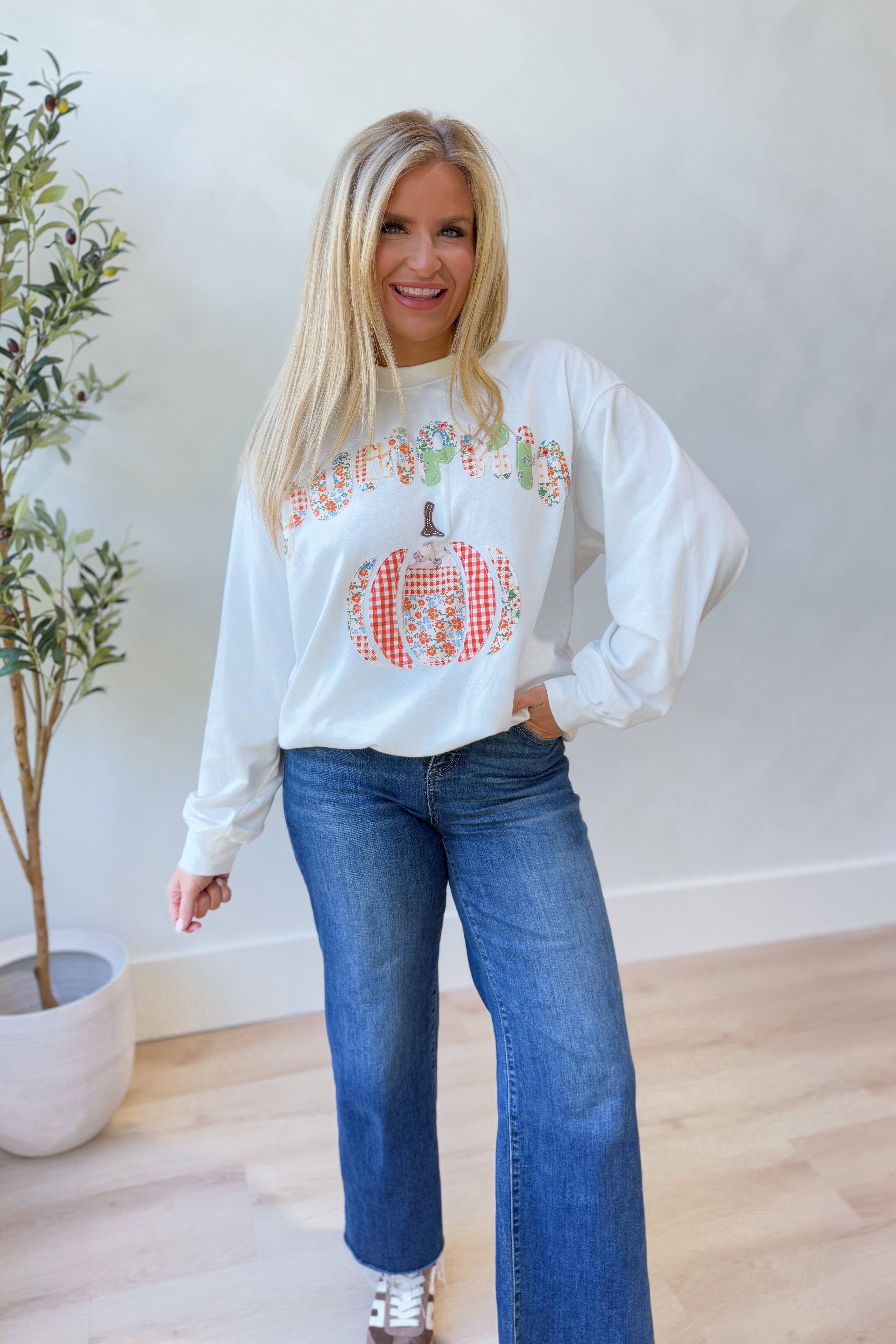 Pumpkin Mixed Pattern Pullover Top - Be You Boutique