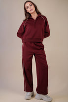 Livvy Half Zip Piping Detail Pant Set - Be You Boutique