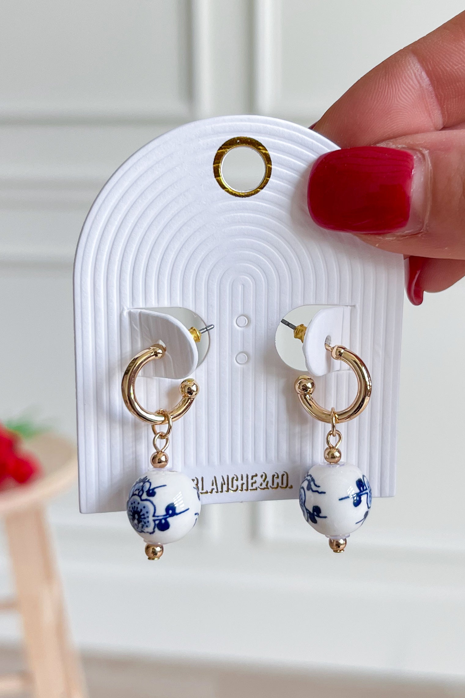 Ceramic Painted Bow Ball Drop Earring - Be You Boutique