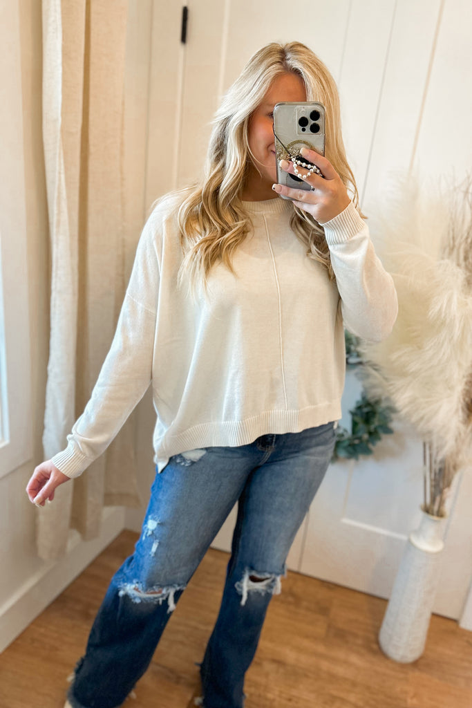 Eleanor Long Sleeve Extended Shoulder Sweater - Be You Boutique