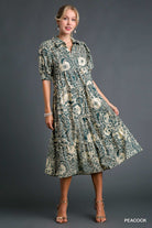 Peacock Paisley Print Half Sleeve Tiered Dress [S~2x] *FINAL SALE* - Be You Boutique
